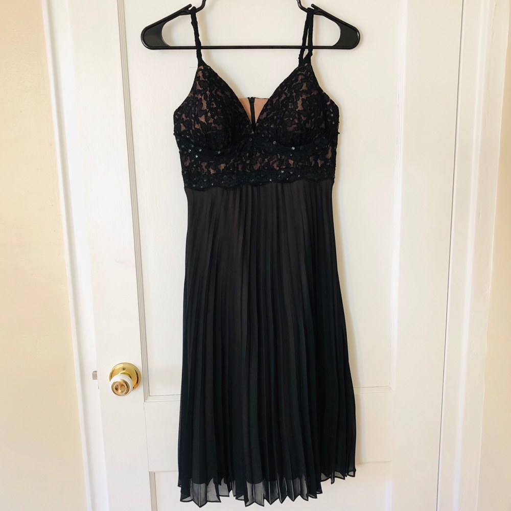 S.L. Fashions Black and Nude Dress